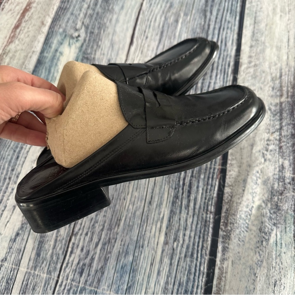 Vintage Franco Sarto Black Leather Backless Loafers - Picture 3 of 6